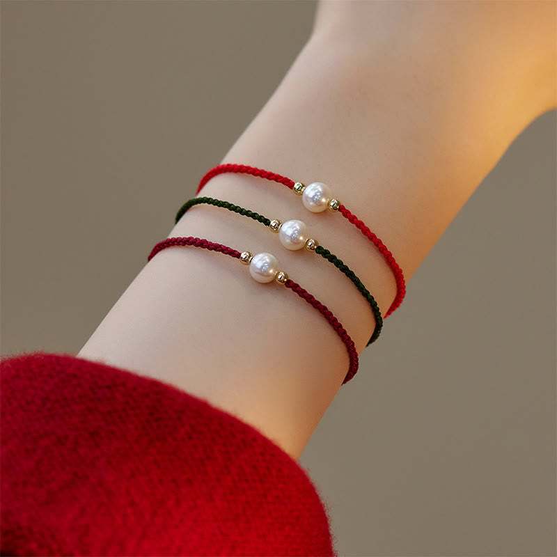 Karma Stone Natural Pearl Bead Luck Braid String Bracelet