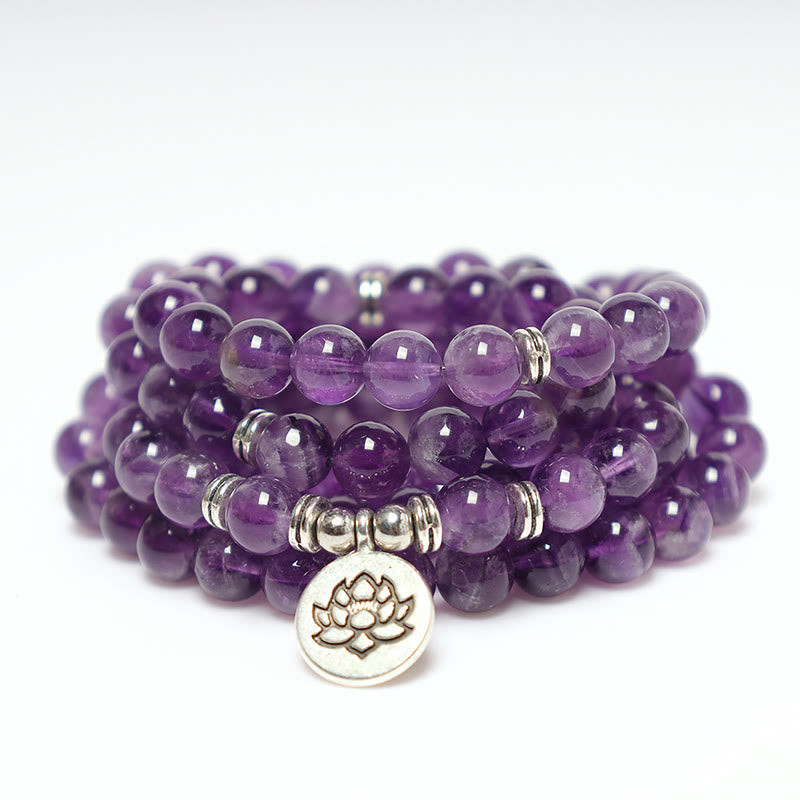Karma Stone Natural Amethyst Purification Mala Bracelet