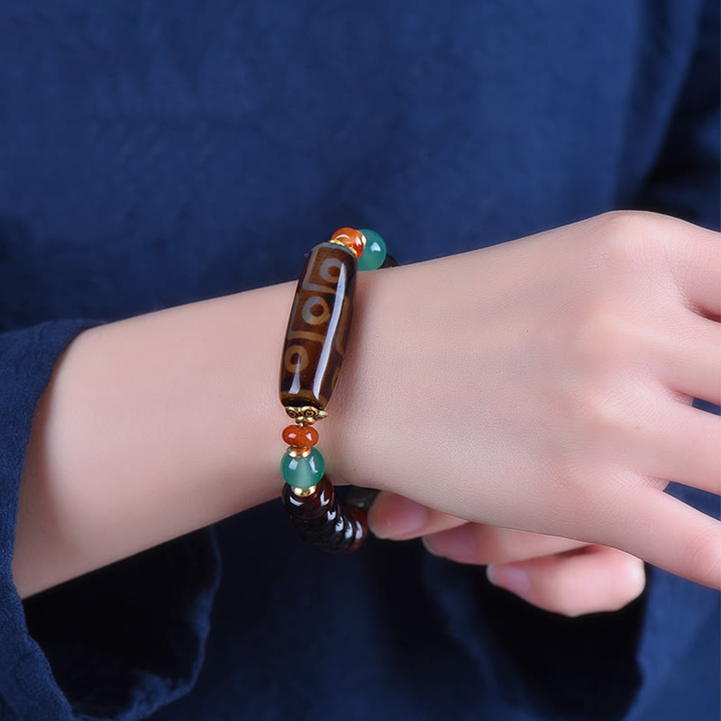 Karma Stone Tibetan Natural Nine-Eye Dzi Bead Three-eyed Dzi Bead Protection Bracelet
