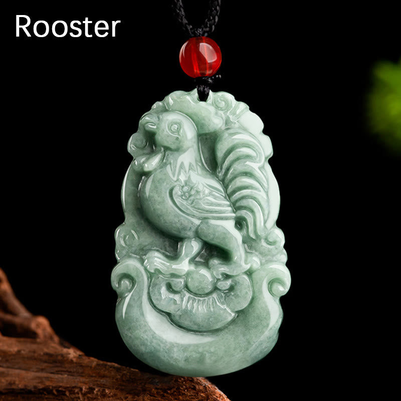 Karma Stone Natural Green Jade 12 Chinese Zodiac Luck Prosperity Necklace Pendant