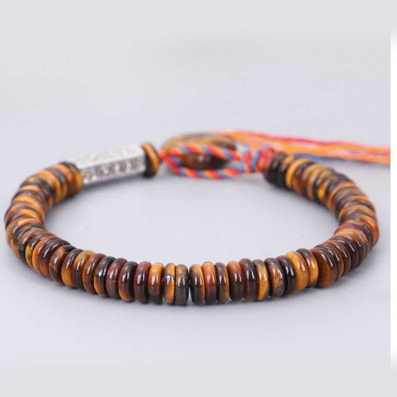 Karma Stone Tibetan Tiger Eye Om Mani Padme Hum Protection Power Bracelet