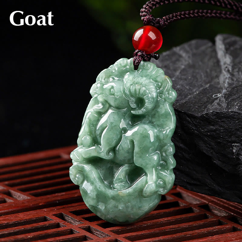 Karma Stone Natural Jade 12 Chinese Zodiac Prosperity Necklace Pendant