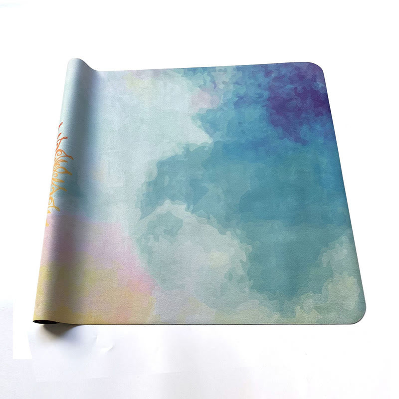 Karma Stone Tibetan Mandala Elephant Lotus Koi Fish Mindful Natural Rubber Yoga Mat Decoration