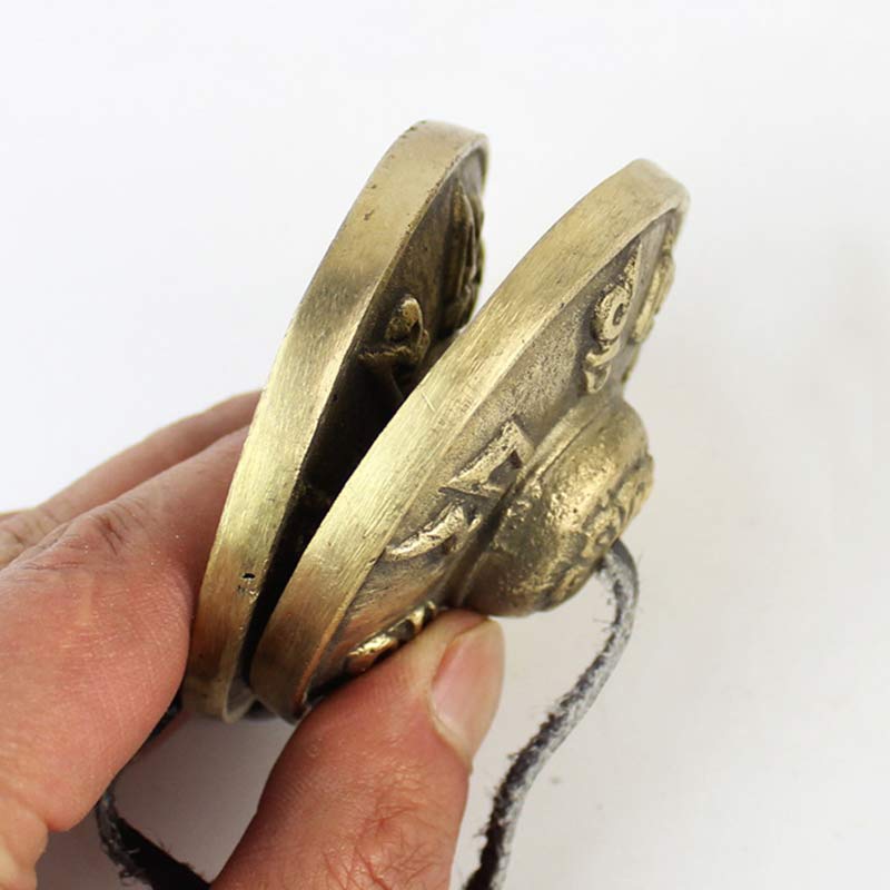 Karma Stone Tibetan Tingsha Bell Six True Words Dragon Copper Balance Decoration With Bag