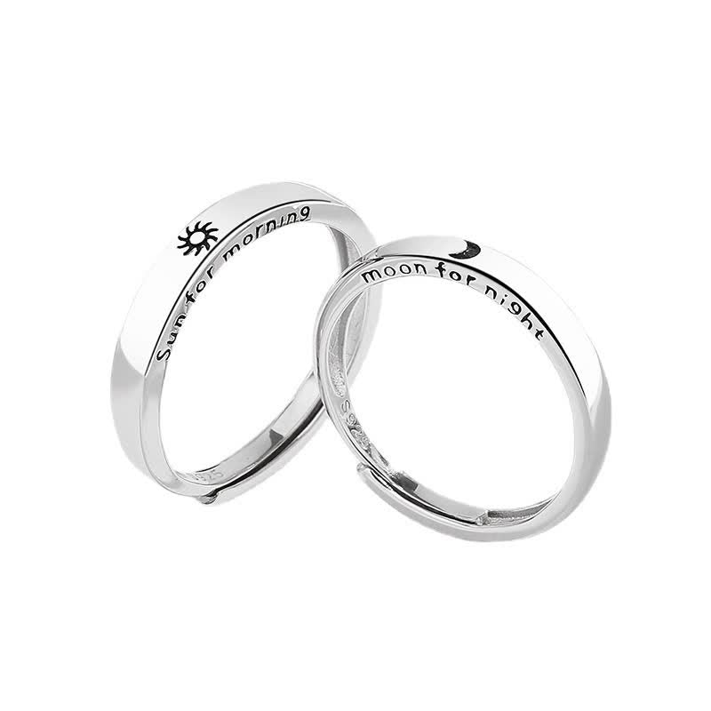 Karma Stone 925 Sterling Silver Sun Moon Protection Adjustable Couple Ring