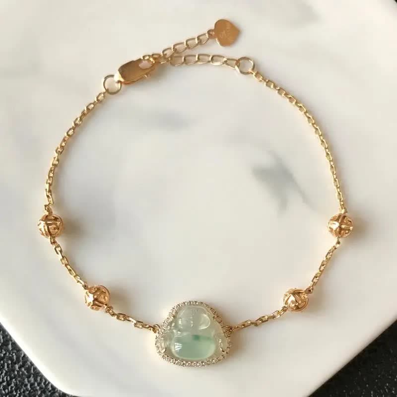 Karma Stone Laughing Buddha Jade Abundance Chain Bracelet