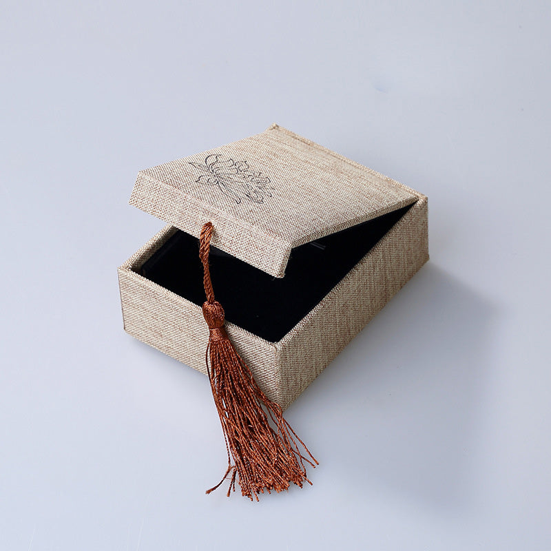 Karma Stone Lotus Pattern Jewelry Storage Box Gift Box Tassels