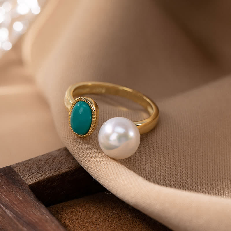 Karma Stone 925 Sterling Silver Pearl Turquoise Healing Ring Earrings Necklace Pendant