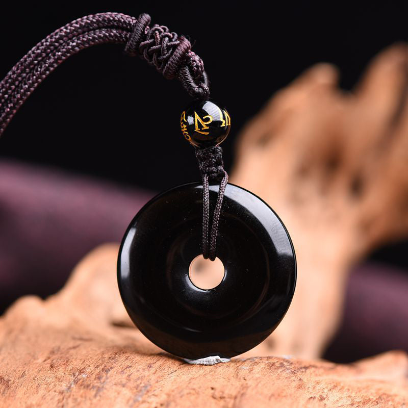 Karma Stone Tibetan Obsidian Protection Necklace