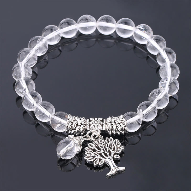 Karma Stone Natural Gemstone Tree of Life Lucky Charm Stretch Bracelet