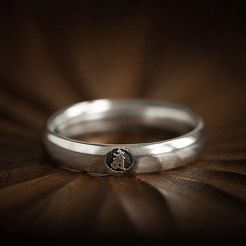 Karma Stone 925 Sterling Silver Chinese Zodiac Natal Buddha Blessing Couple Ring