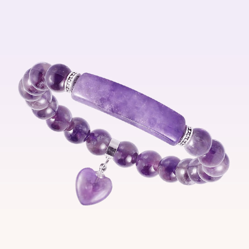 Karma Stone Natural Quartz Love Heart Healing Beads Bracelet
