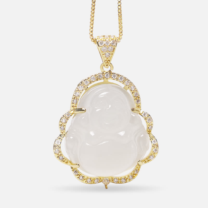Karma Stone Good Luck Laughing Buddha Necklace