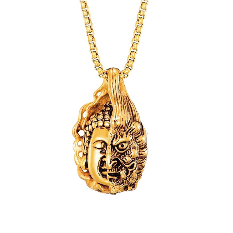 Karma Stone Half Buddha Half Devil Powerful Necklace