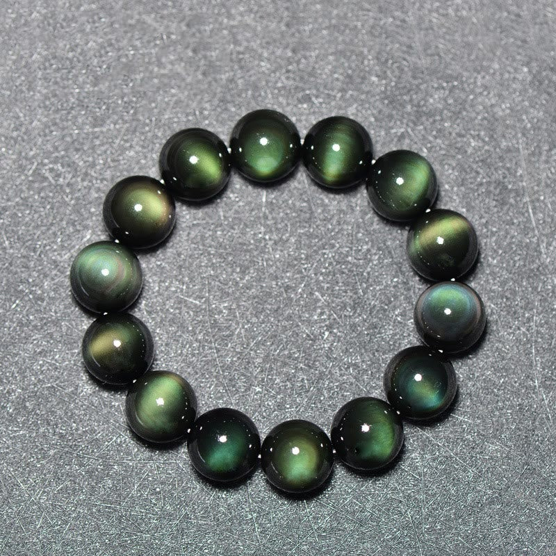 Karma Stone Natural Green Eye Obsidian Wealth Bracelet