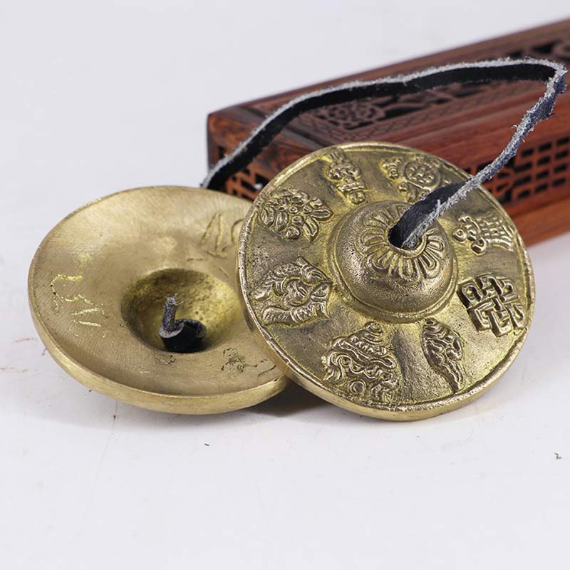 Karma Stone Tibetan Tingsha Bell Six True Words Dragon Copper Balance Decoration With Bag