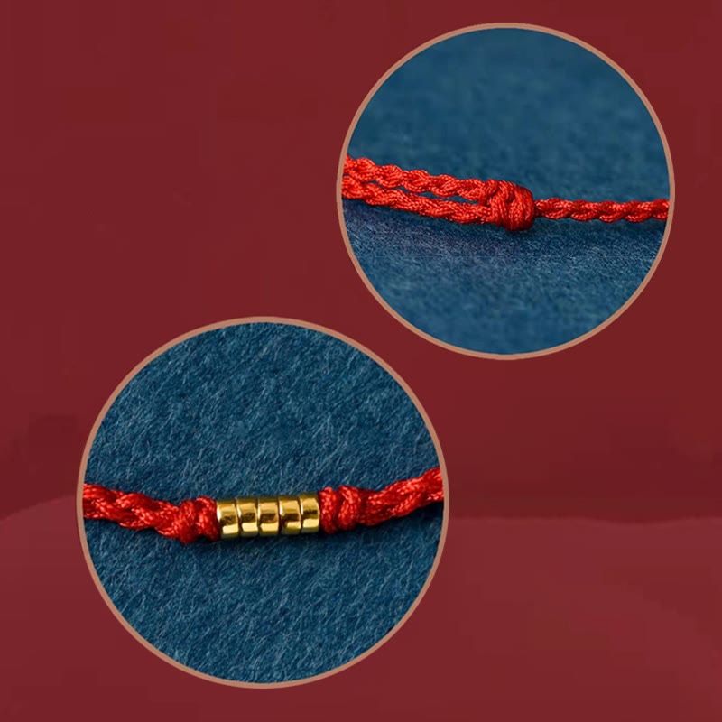 Karma Stone 925 Sterling Silver Lucky Golden Bead Braided String Bracelet Anklet