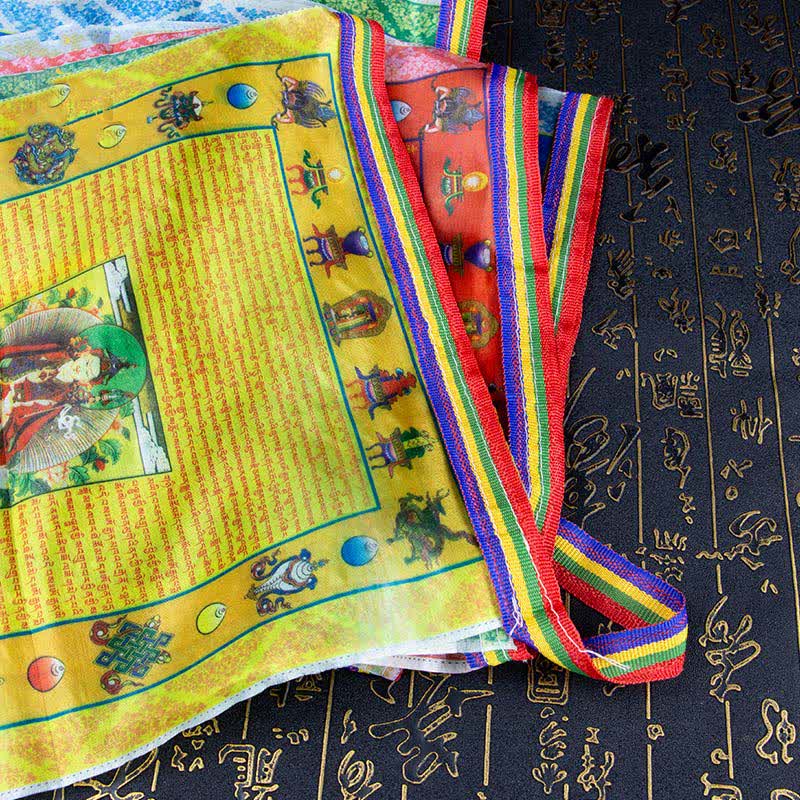 Karma Stone Tibetan 5 Colors Windhorse Buddha Tara Scriptures Healing Auspicious Outdoor Prayer Flag