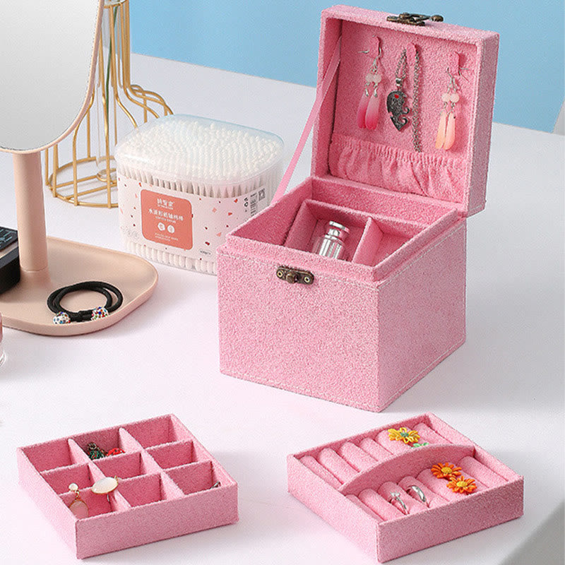 Karma Stone Jewelry Box Organizer Three-Layer Jewelry Storage Box Flannel Gift Box