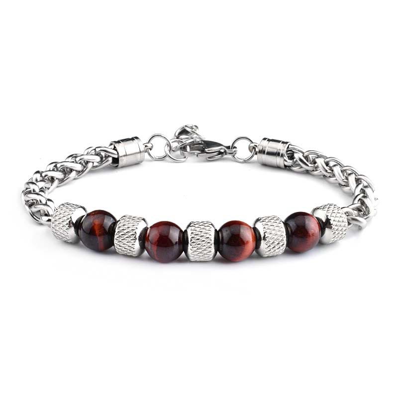 Karma Stone Black Onyx Tiger Eye Bead Courage Bracelet