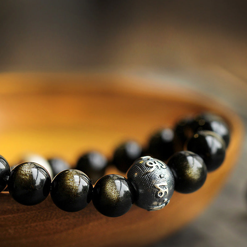 Karma Stone Chinese Zodiac Natal Buddha Obsidian Purification Bracelet