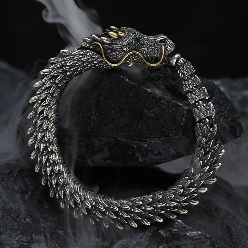 Karma Stone Nordic Dragon Handmade Amulet Luck Protection Chain Bracelet
