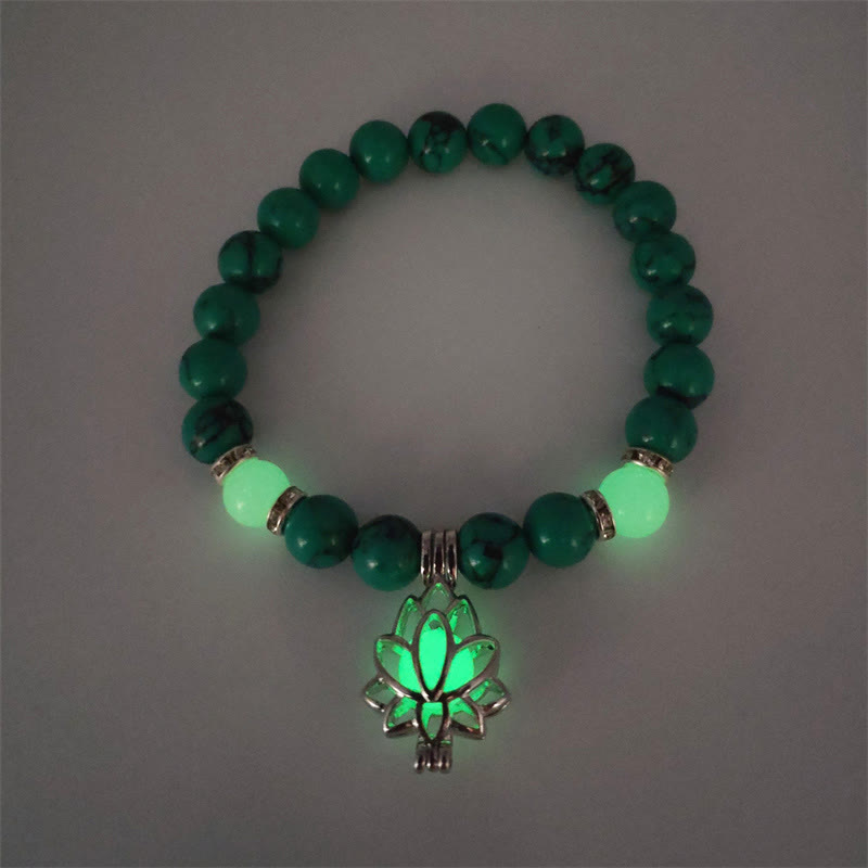 Karma Stone Tibetan Turquoise Glowstone Luminous Bead Lotus Protection Bracelet