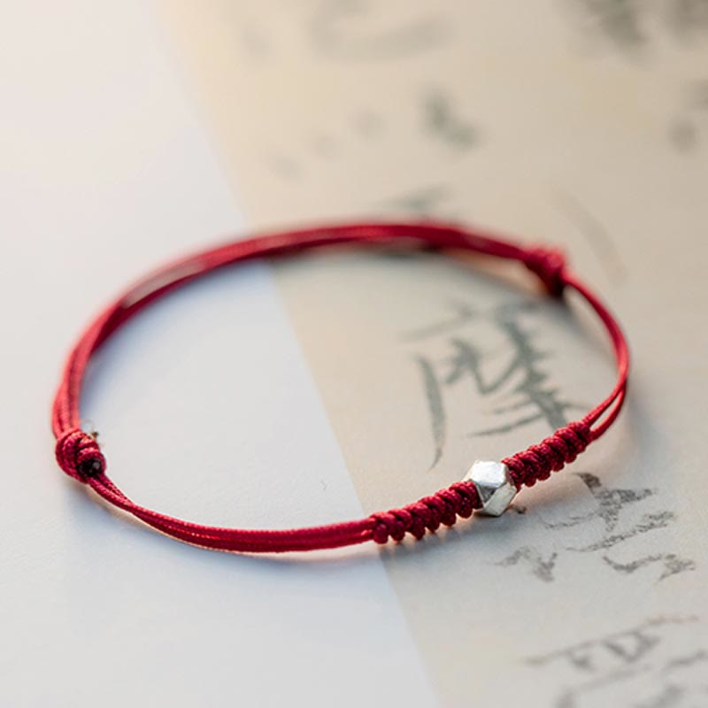 Karma Stone 925 Sterling Silver Luck Bead Protection Red String Braided Bracelet