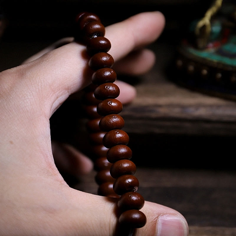 Karma Stone Natural Tibet 108 Mala Beads Purple Bodhi Seed Three-eyed Dzi Bead Copper Dorje Harmony Bracelet