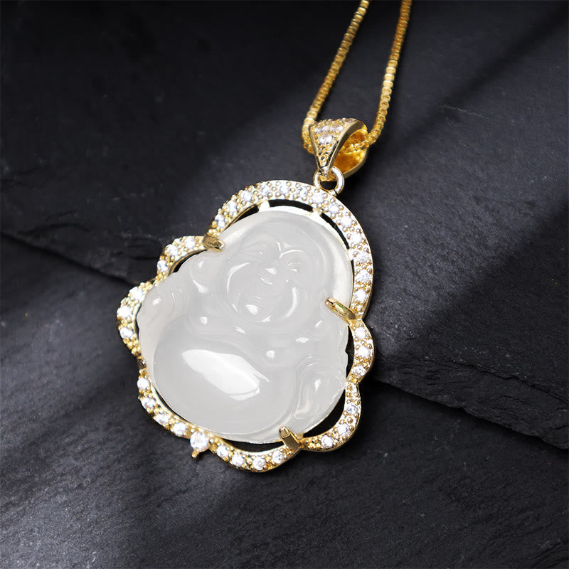 Karma Stone Good Luck Laughing Buddha Necklace