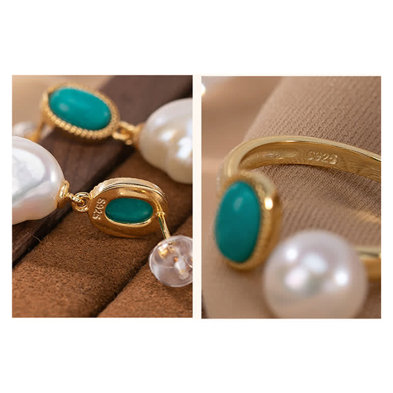 Karma Stone 925 Sterling Silver Pearl Turquoise Healing Ring Earrings Necklace Pendant