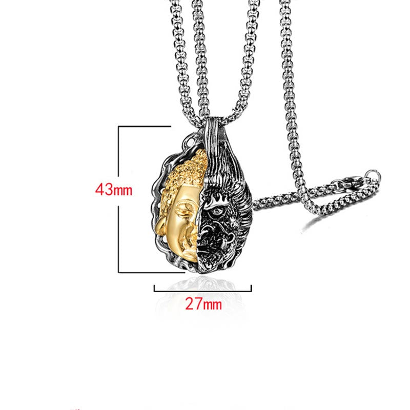 Karma Stone Half Buddha Half Devil Powerful Necklace