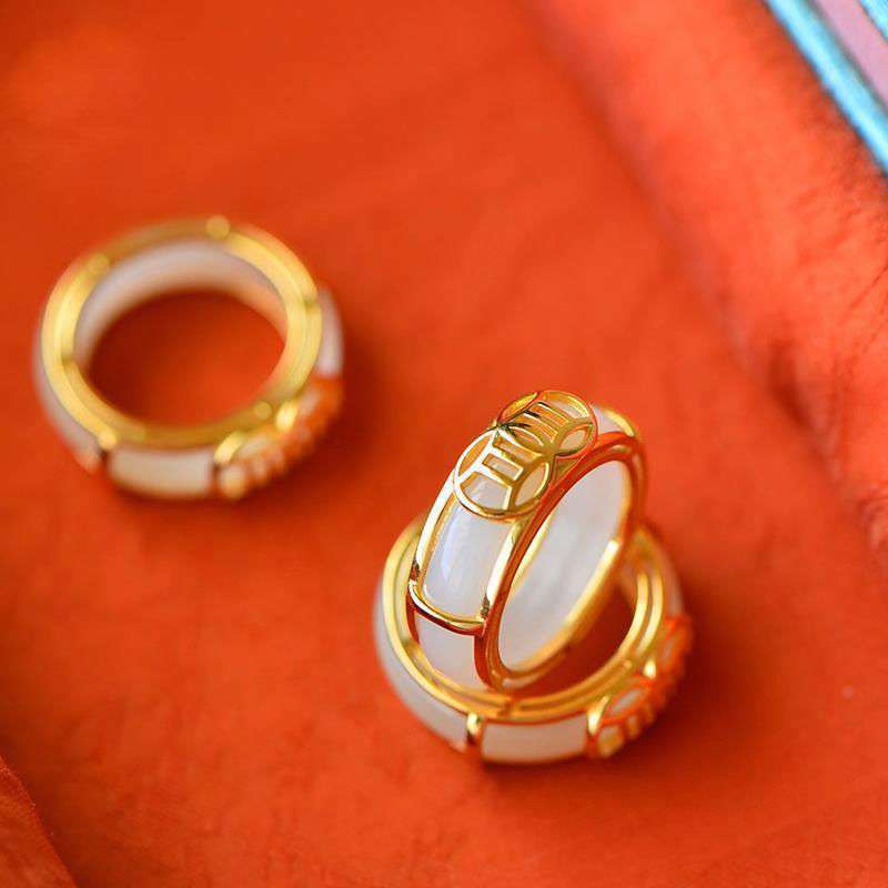 Karma Stone White Jade Luck Ring Necklace