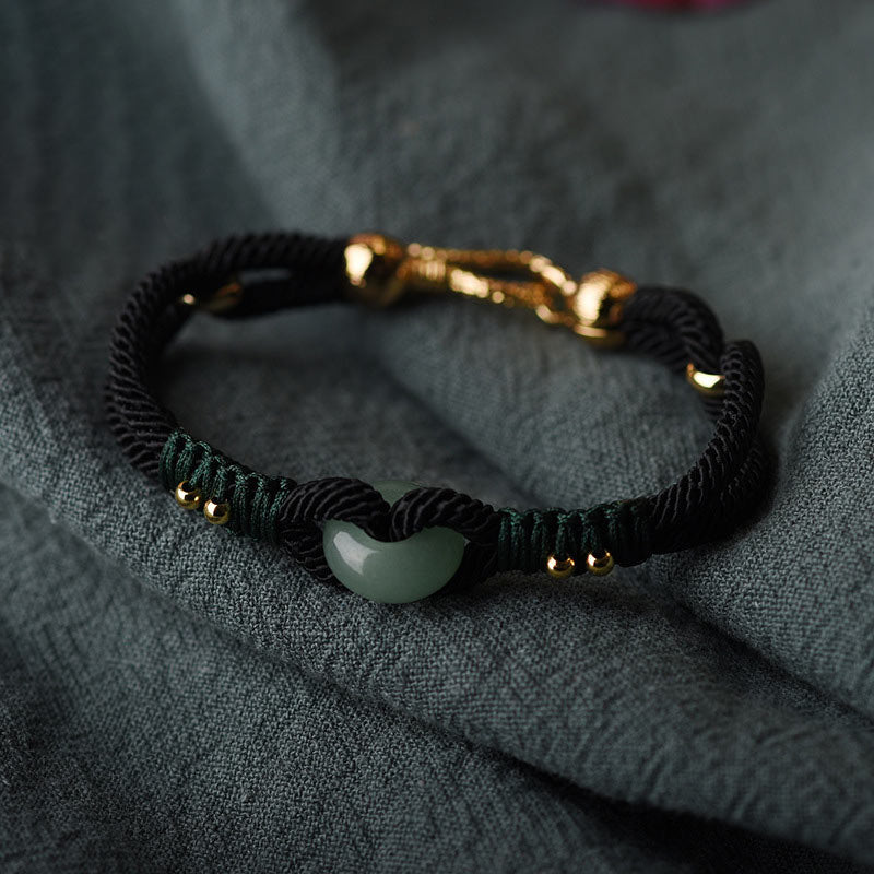 Karma Stone Tibetan Jade Lucky Black Rope Couple Bracelet