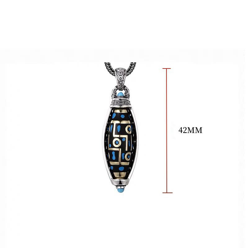 Karma Stone Tibetan Om Mani Padme Hum Nine-Eye Dzi Bead Pattern Peace Purity Rotatable Necklace Pendant
