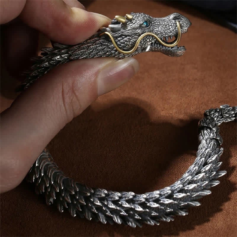 Karma Stone Nordic Dragon Handmade Amulet Luck Protection Chain Bracelet