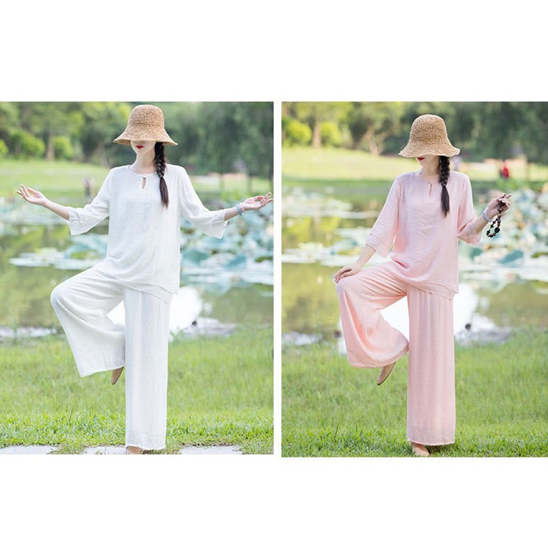 Karma Stone Tai Chi Meditation Prayer Zen Spiritual Morning Practice Clothing Women's Set