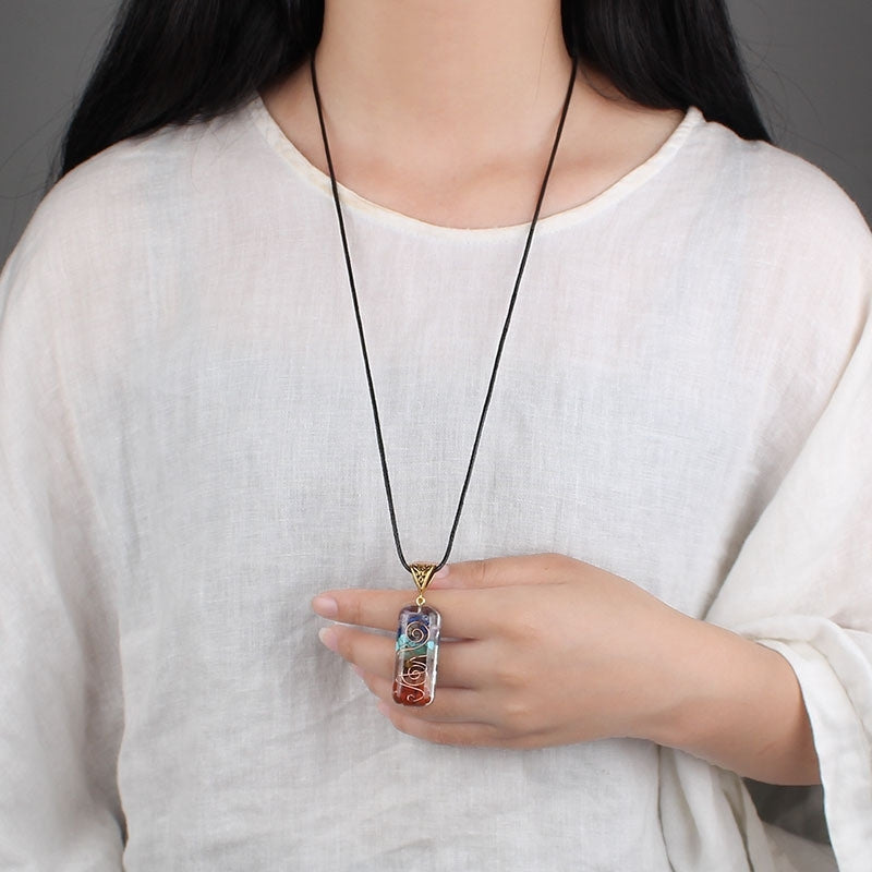 Karma Stone 7 Chakra Orgone Necklace - Energy Healing & EMF Protection