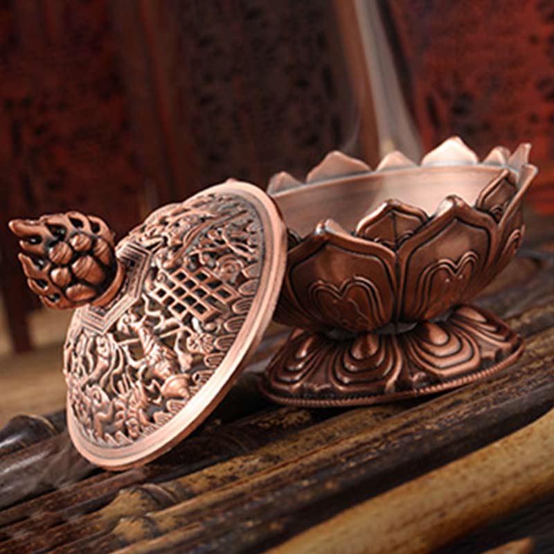 Karma Stone Tibetan Lotus Shaped Purify Incense Burner