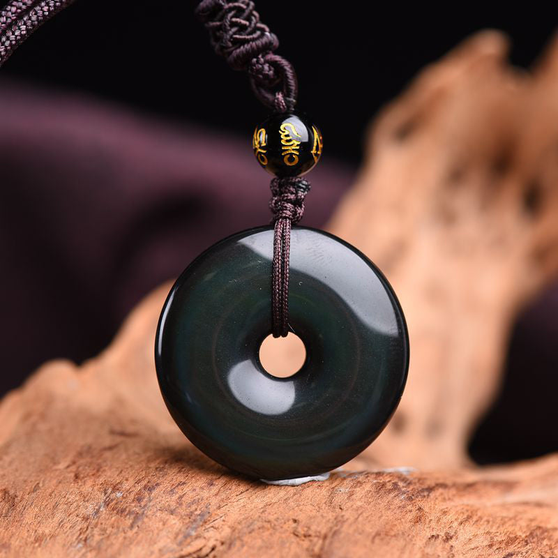 Karma Stone Tibetan Obsidian Protection Necklace