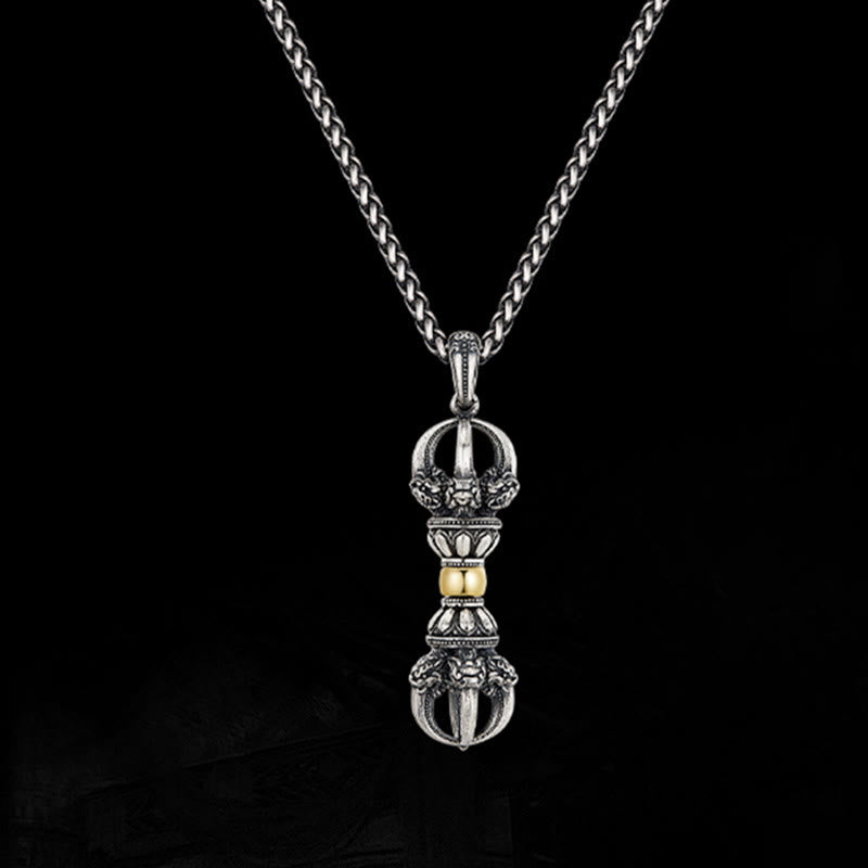 Karma Stone Tibetan Dorje Vajra Design Wealth Necklace Pendant