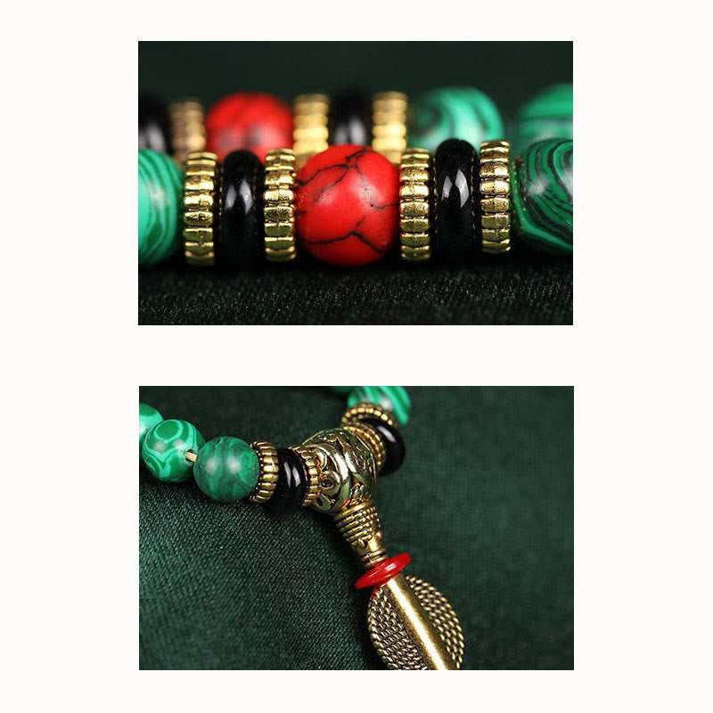 Karma Stone Tibetan 108-Bead Malachite Prayer Bracelet Necklace