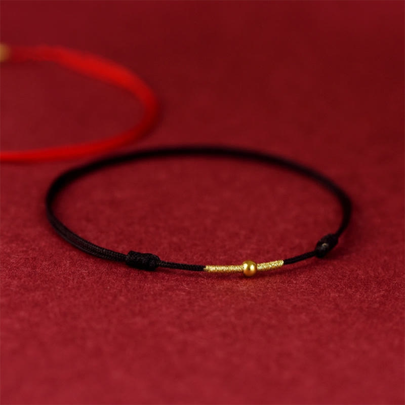 Karma Stone 925 Sterling Silver Golden Bead Protection Braided Rope Bracelet Anklet