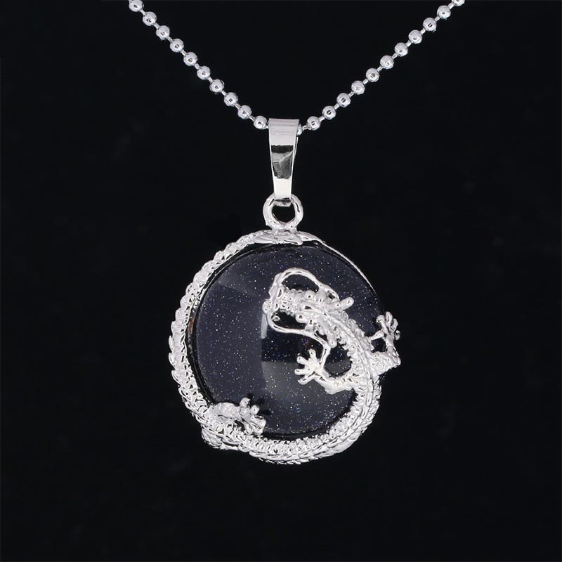 Karma Stone Chinese Dragon Natural Quartz Crystal Healing Energy Necklace Pendant