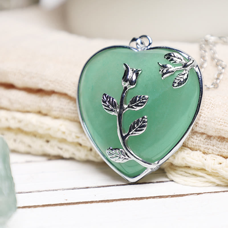 Karma Stone Natural Healing Crystals Heart Pendant Necklaces