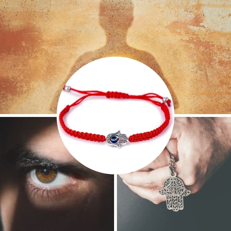 Karma Stone Hamsa Hand Red String Bracelet - Evil Eye Protection