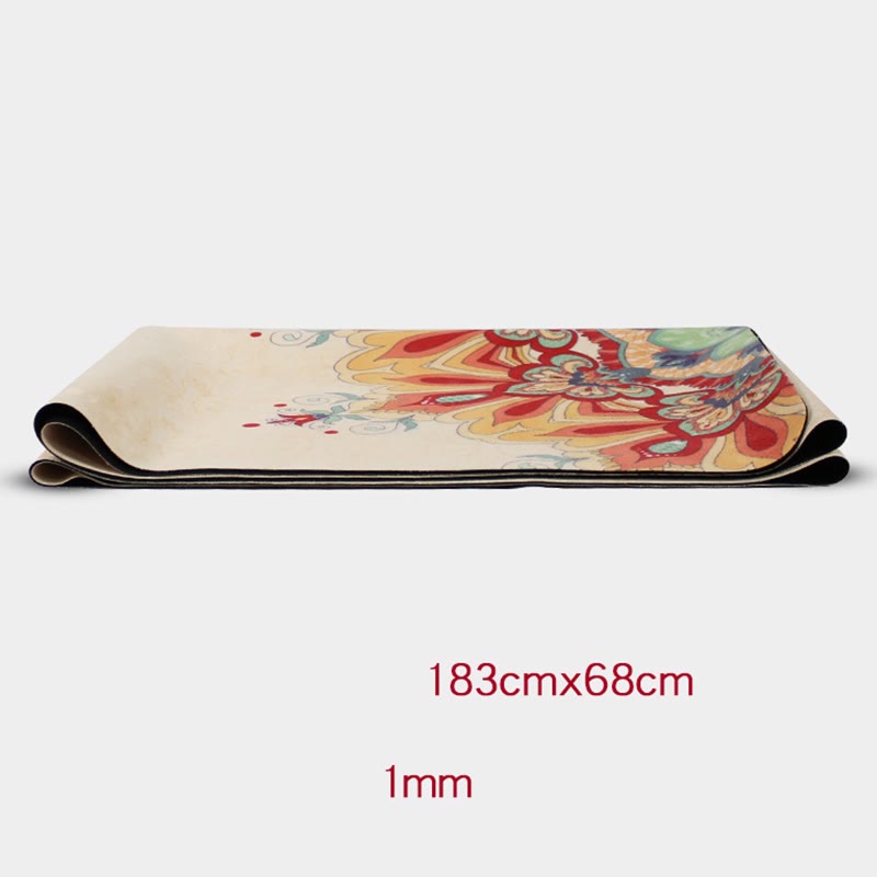 Karma Stone Tibetan Mandala Elephant Lotus Koi Fish Mindful Natural Rubber Yoga Mat Decoration