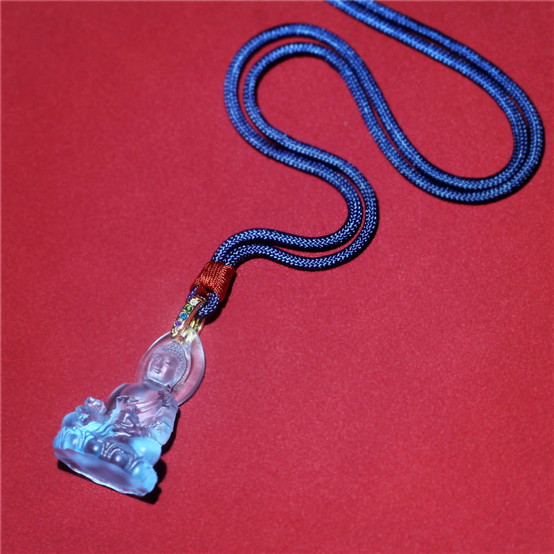 Karma Stone Blue Tathagata Buddha Medicine Buddha Liuli Crystal Serenity Amulet Necklace Pendant