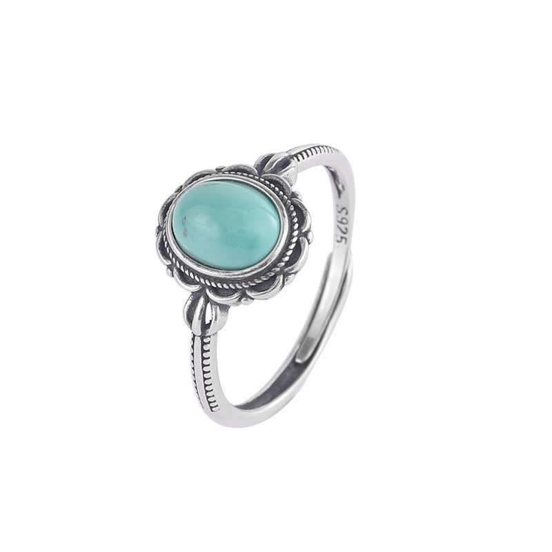 Karma Stone 925 Sterling Silver Tibetan Turquoise Red Agate Protection Ring