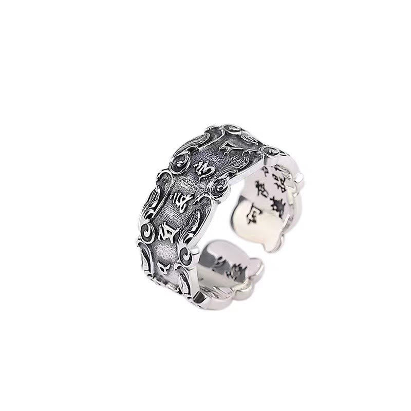 Karma Stone Tibetan Om Mani Padme Hum Design Peace Adjustable Ring